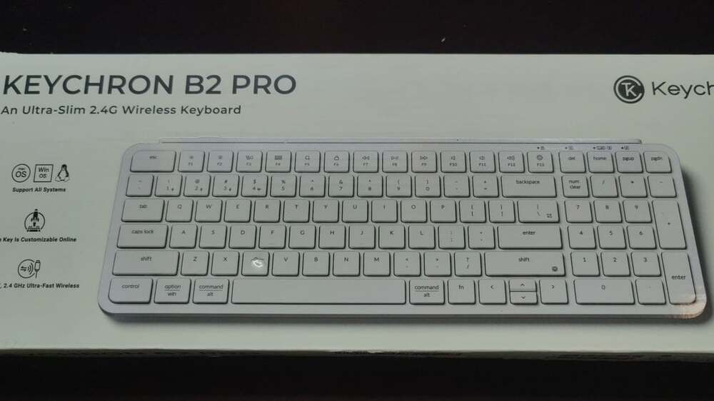 Keychron B2 Pro Ultra-Slim 96% Layout Wireless Keyboard, Ivory White (K8)